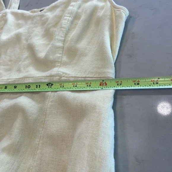 Old Navy Butter Yellow Linen Blend Smocked Back Midi Dress with Pockets Large - Picture 12 of 12